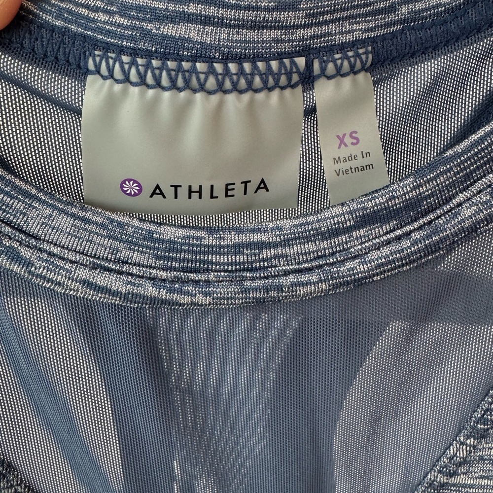 Athleta Utopia Heather Blue Mesh Cutout Halter Racerback Tank - Picture 4 of 5